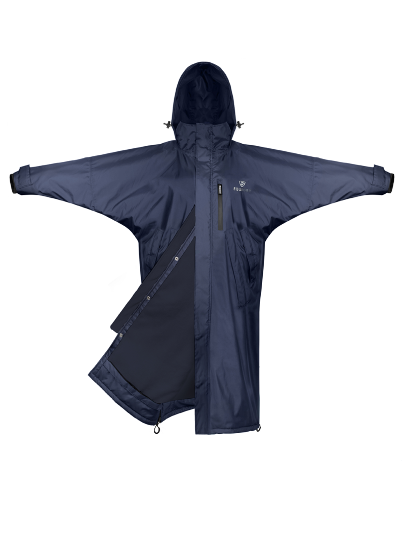 EQUIDRY Pro Ride Evolution Lite iD Jacket with Stowaway Hood - Navy/Navy