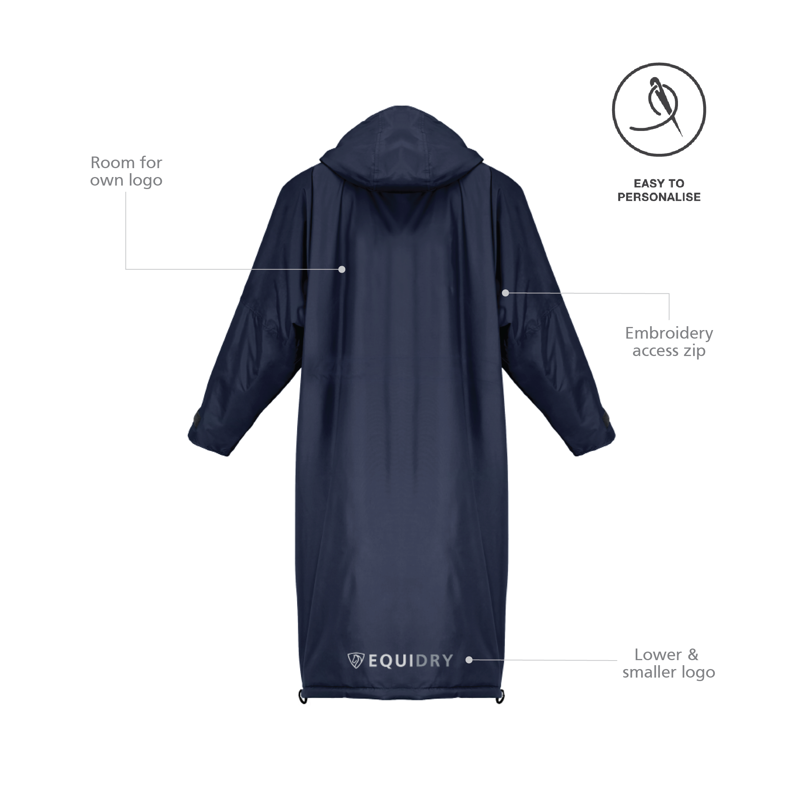 EQUIDRY Pro Ride Evolution Lite iD Jacket with Stowaway Hood - Navy/Navy-2