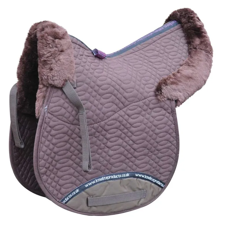 KM Elite Half Lined GP Numnah - Brown/Brown - One Size