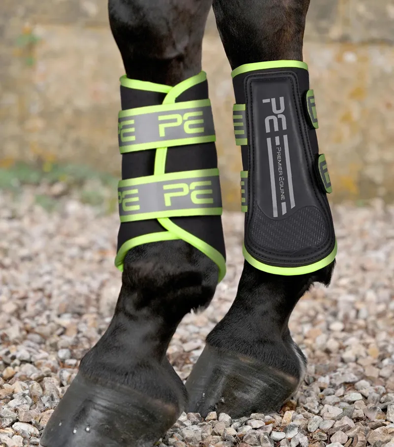 Premier Equine Reflective Brushing Boots - Yellow/Silver Yellow-3
