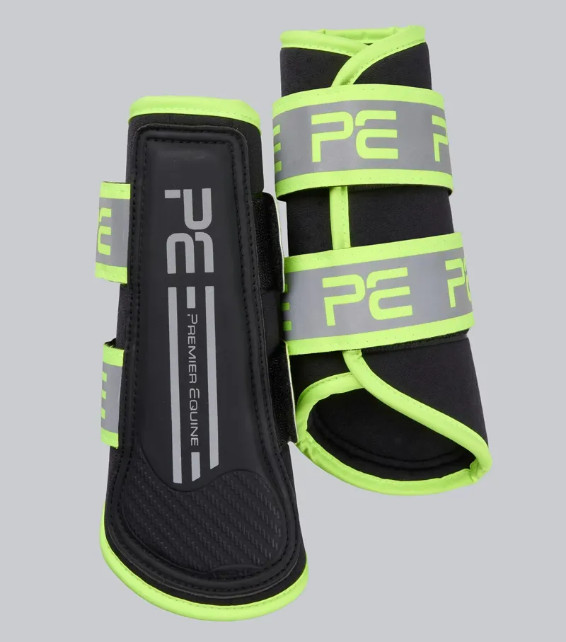 Premier Equine Reflective Brushing Boots - Yellow/Silver Yellow