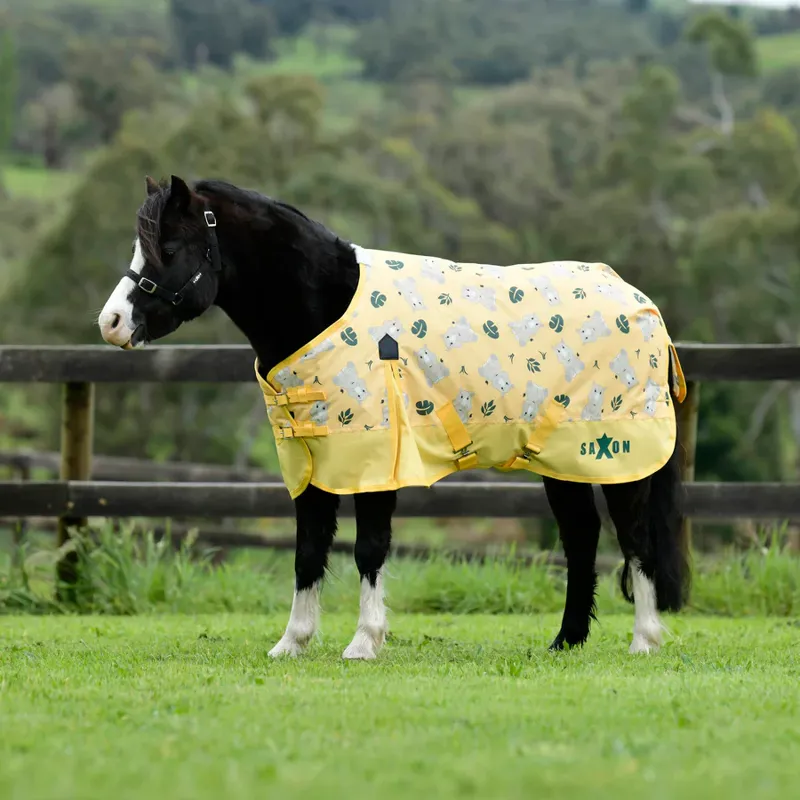 Saxon 600d Pony Standard Neck 180g Turnout Rug - Rhino Print