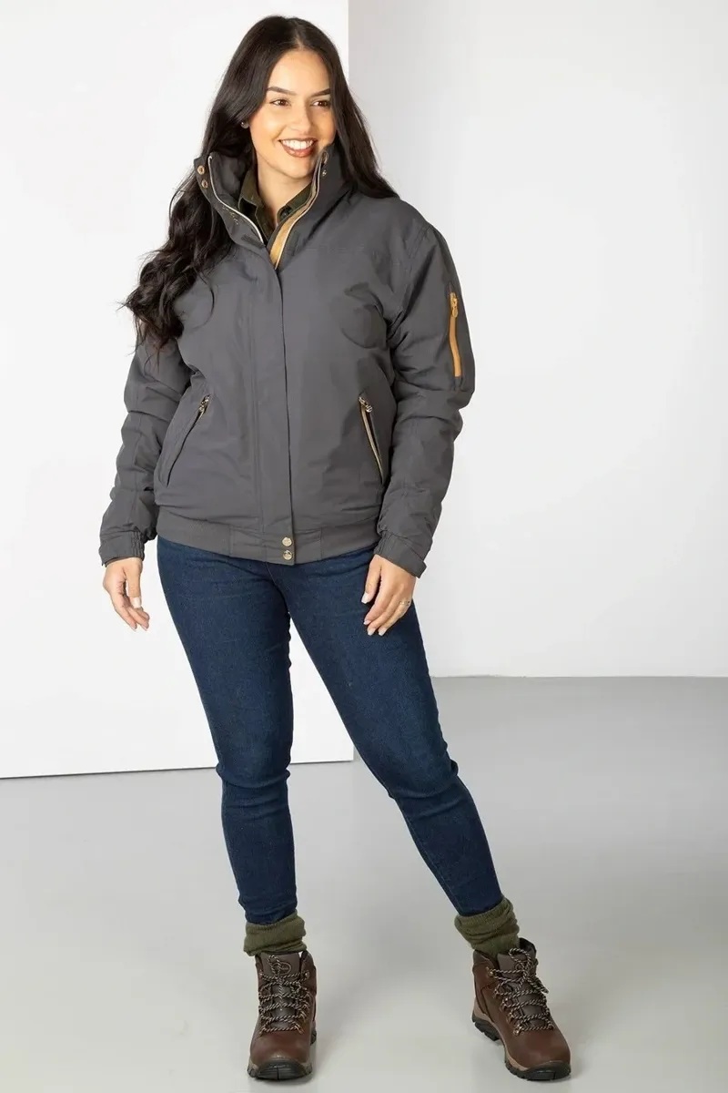 Rydale Ladies Equestrian Ripon IV Bomber Jacket - Dark Grey-2