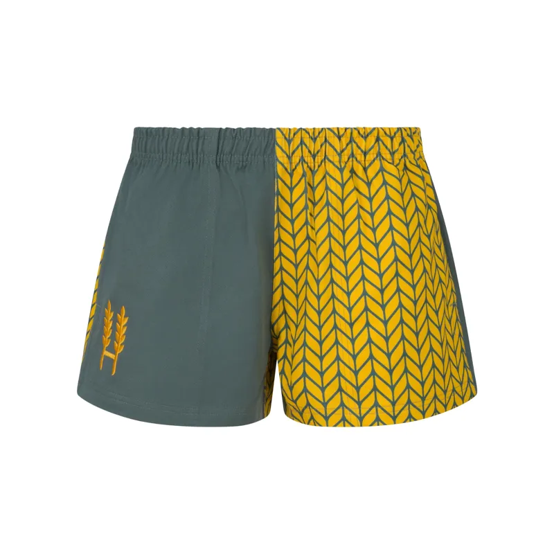 Hexby Harlequin Shorts With Zips - Green/Harvest Yellow