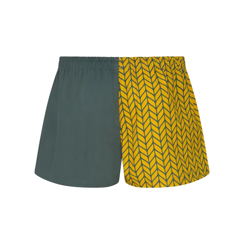 Hexby Harlequin Shorts With Zips - Green/Harvest Yellow-1