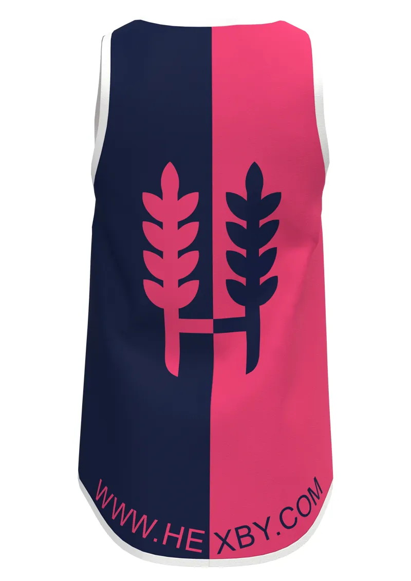 Hexby Unisex Rugby Singlet - Pink/Navy-1