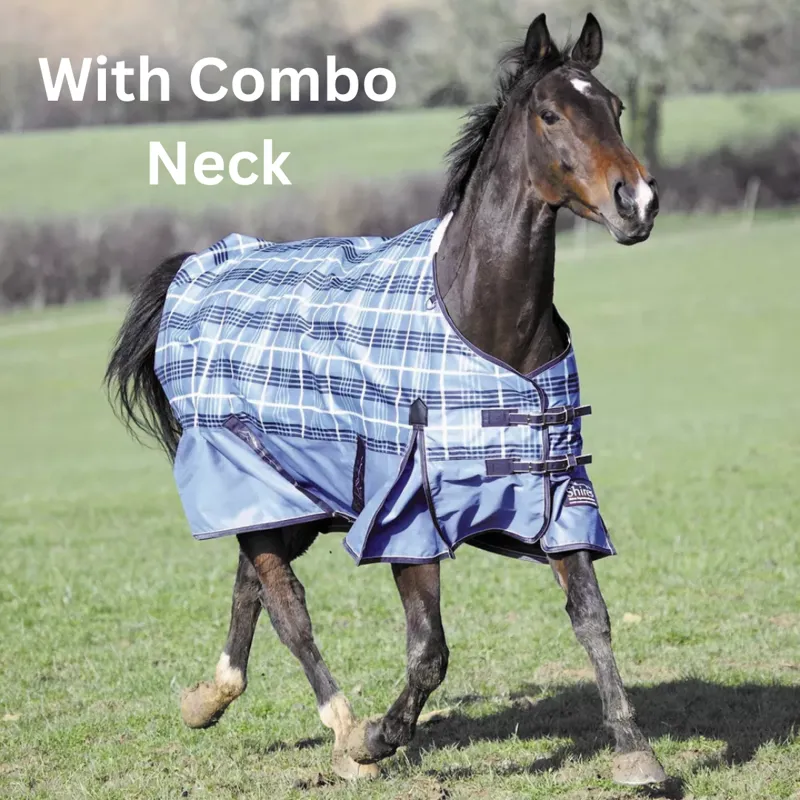 Shires StormBreaker 300g Combo Turnout Rug - Sky Blue Check