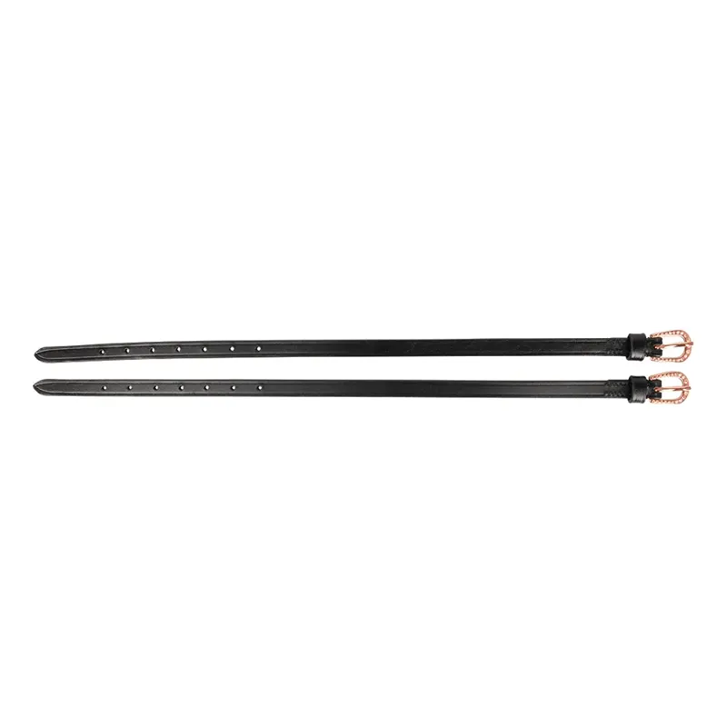 Hy Equestrian Diamante Spur Straps - Black/Rose Gold