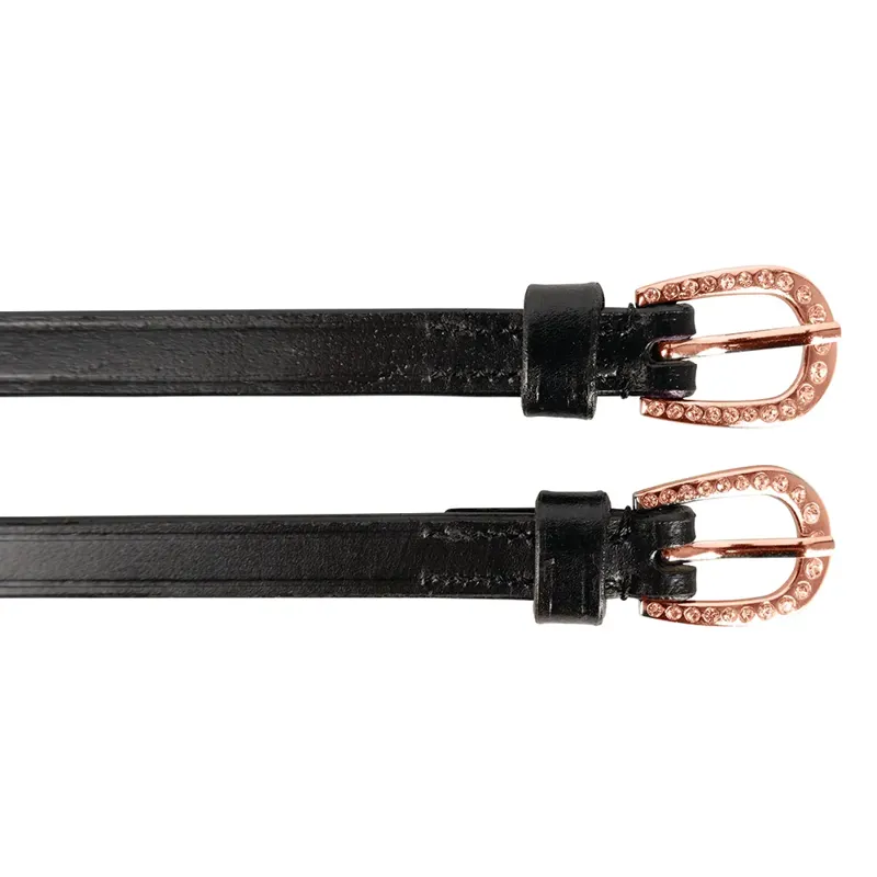 Hy Equestrian Diamante Spur Straps - Black/Rose Gold-1
