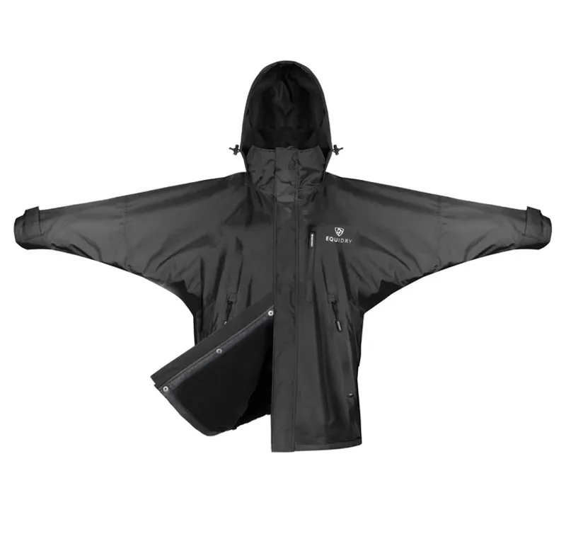 EQUIDRY Shortie Adults Jacket with Stowaway Hood - Black/Black