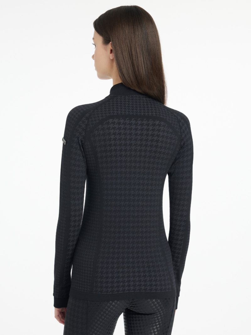 LeMieux Aspen Ladies Houndstooth Quarter Zip Top - Grey-1