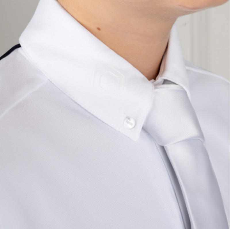 Coldstream Boy's Penston Long Sleeve Show Shirt -  White/Navy-1