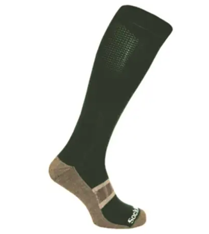 SockMine Coolmax Houghton Equestrian Riding Socks - Green/Grey