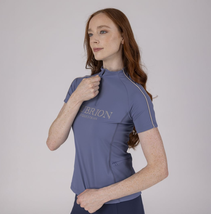 Shires Aubrion Equestrian Women's  Short Sleeve Base Layer - Storm -1