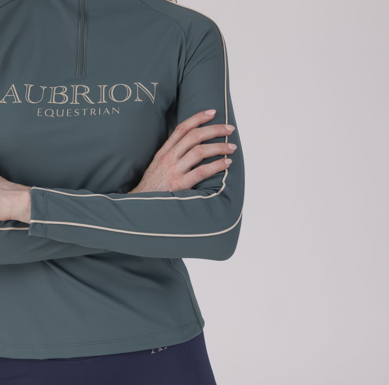 Shires Aubrion Equestrian Women's Long Sleeve Base Layer - Thyme-2