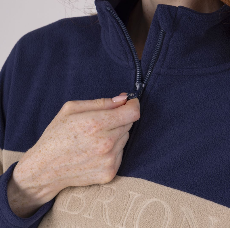 Shires Aubrion Equestrian Women's Quarter Zip Fleece - Midnight/Taupe-1