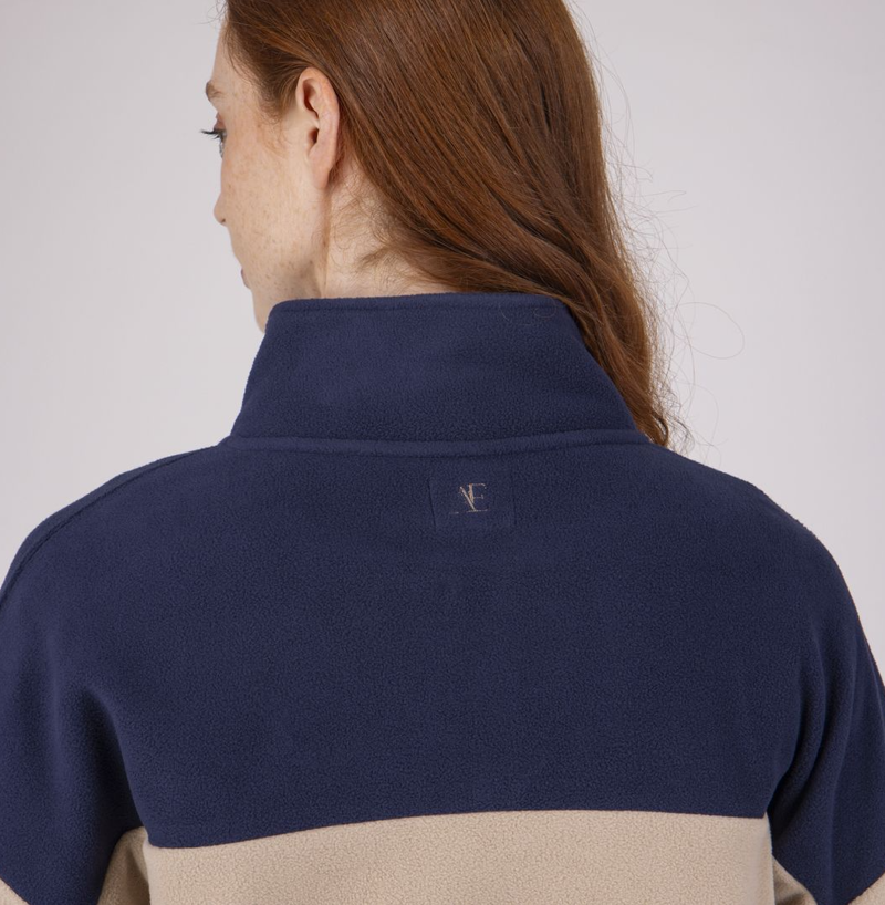 Shires Aubrion Equestrian Women's Quarter Zip Fleece - Midnight/Taupe-3