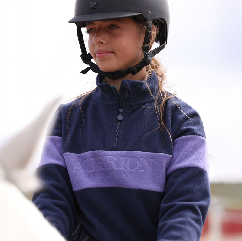 Shires Aubrion Equestrian Junior Quarter Zip Fleece - Midnight/Heather-4