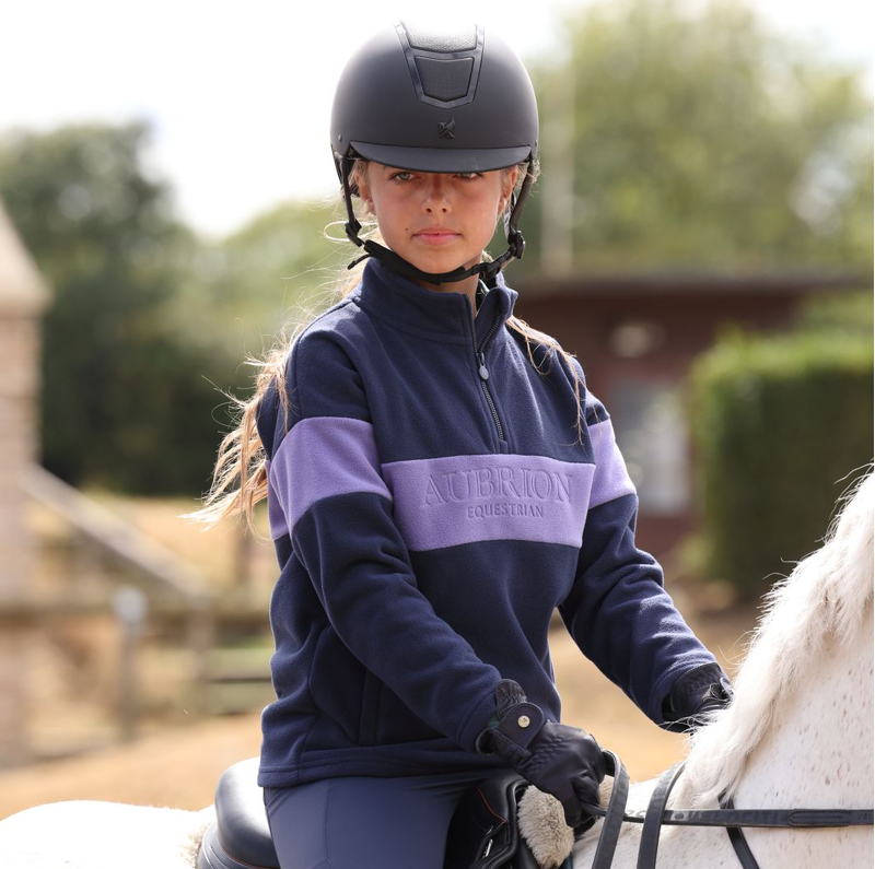 Shires Aubrion Equestrian Junior Quarter Zip Fleece - Midnight/Heather-3