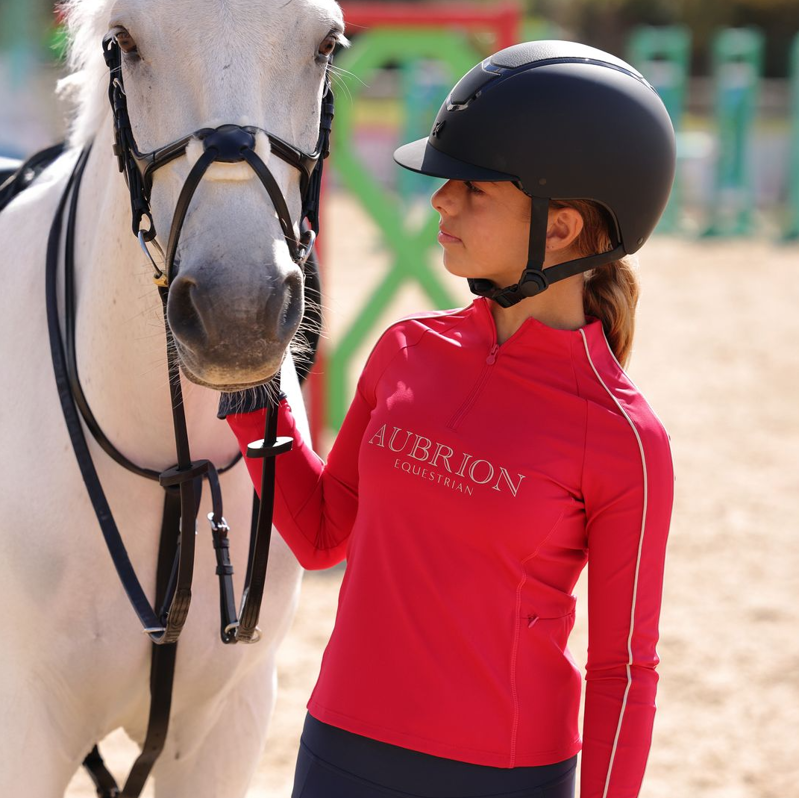 Aubrion Equestrian Junior Long Sleeve Base Layer - Dewberry-3