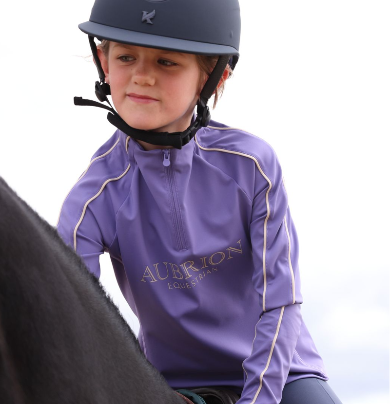 Shires Aubrion Equestrian Junior Long Sleeve Base Layer - Heather-2