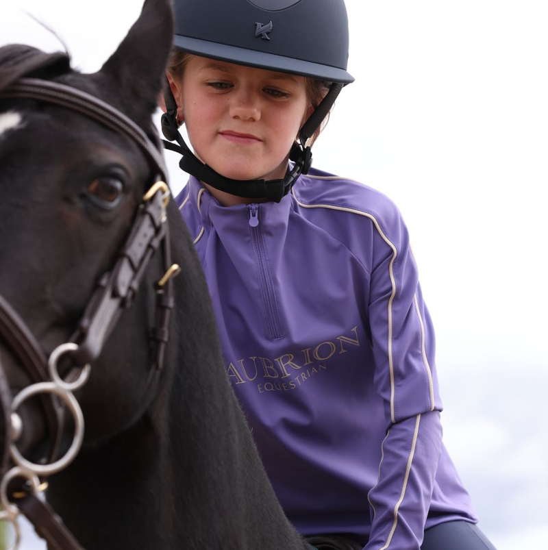 Shires Aubrion Equestrian Junior Long Sleeve Base Layer - Heather-3