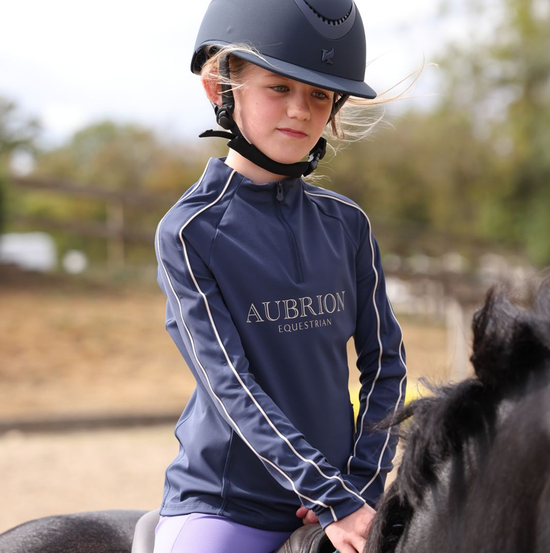 Shires Aubrion Equestrian Junior Long Sleeve Base Layer - Midnight-2