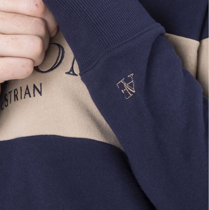 Shires Aubrion Equestrian Ladies Button Sweatshirt - Midnight/Taupe-1