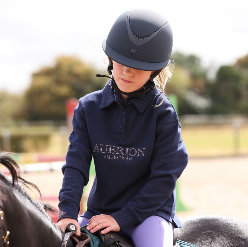 Shires Aubrion Equestrian Junior Button Sweatshirt - Midnight-2