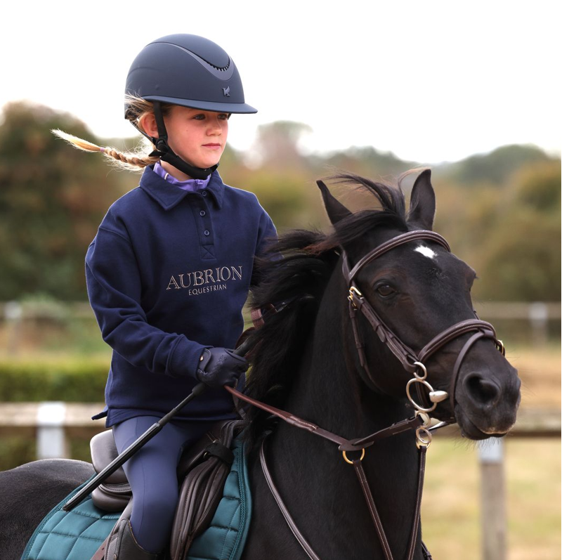 Shires Aubrion Equestrian Junior Button Sweatshirt - Midnight