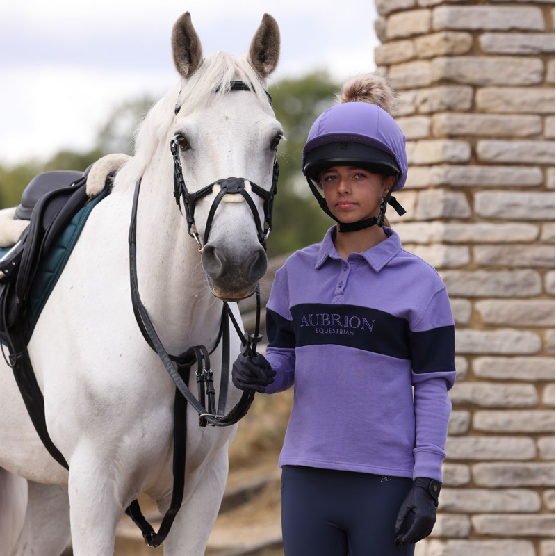 Shires Aubrion Equestrian Junior Button Sweatshirt - Midnight/Heather-1