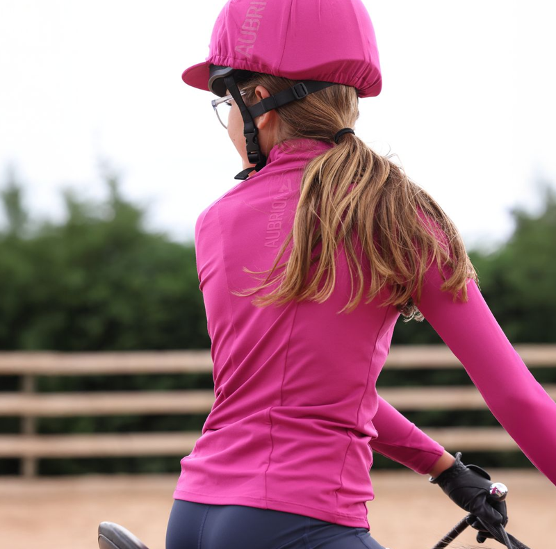 Shires Aubrion React Junior Long Sleeve Base Layer - Fuchsia-2