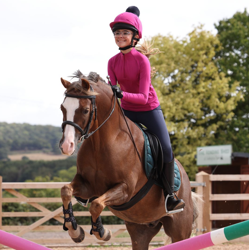 Shires Aubrion React Junior Long Sleeve Base Layer - Fuchsia-1