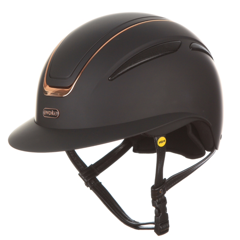 Evoke Callisto Wide Peak Helmet - Black/Rose Gold