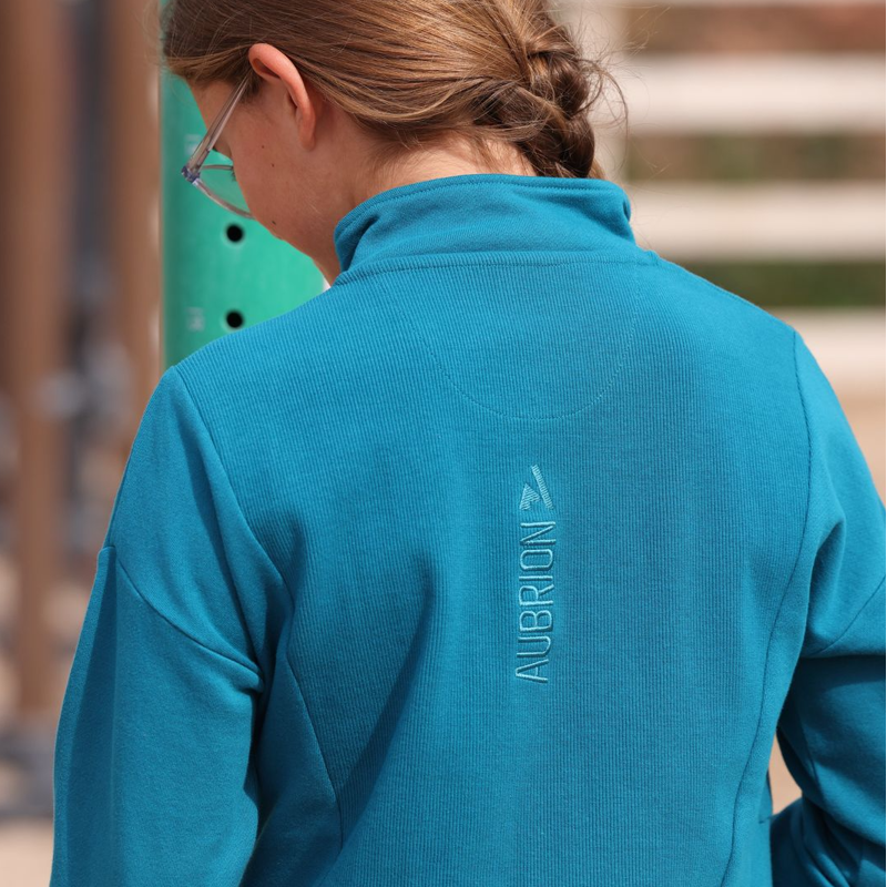 Shires Aubrion React Children's Quarter Zip Sweater - Kingfisher-1