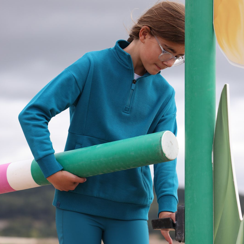 Shires Aubrion React Children's Quarter Zip Sweater - Kingfisher-2