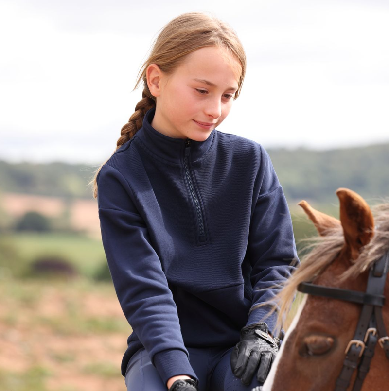 Shires Aubrion React Children's Quarter Zip Sweater - Midnight