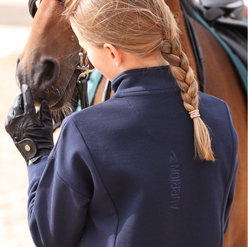 Shires Aubrion React Children's Quarter Zip Sweater - Midnight-2