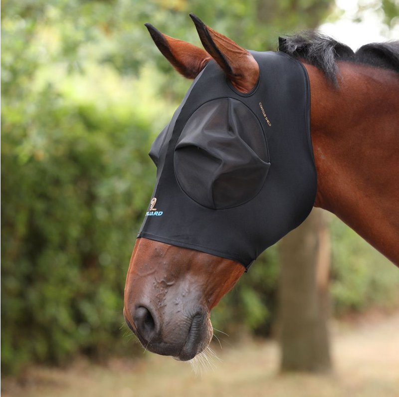 Shires FlyGuard Pro Stretch Fly Mask With Ear Holes - Jet-2