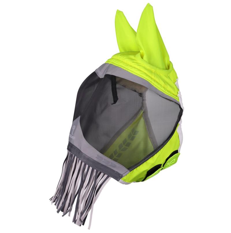 Shires FlyGuard Pro Hi-Viz Mesh Fly Mask With Fringe - Yellow
