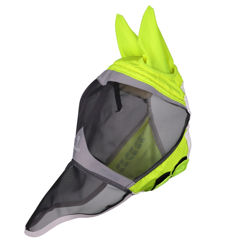 Shires FlyGuard Pro Hi-Viz Mesh Fly Mask With Ears and Nose - Yellow-1