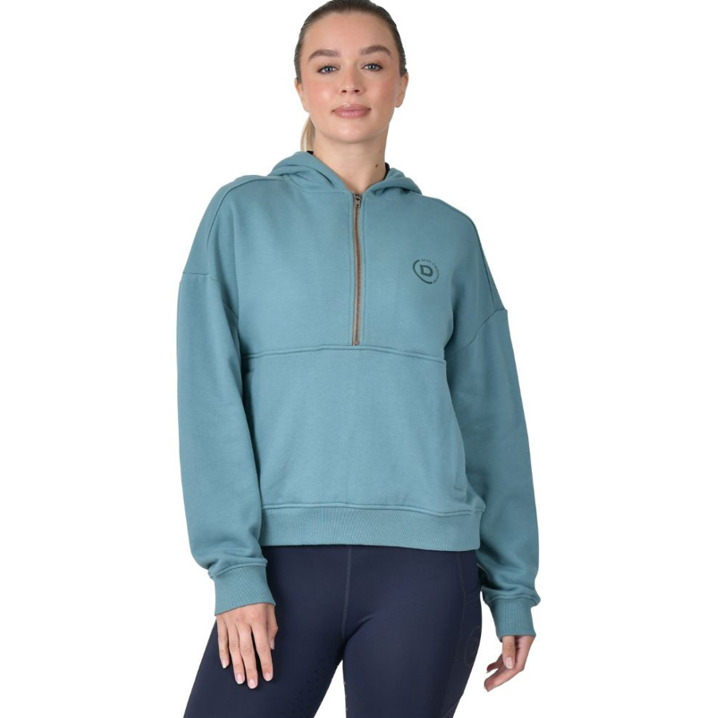 Dublin Ladies 1/4 Zip Hooded Fleece Pullover - Washed Teal 