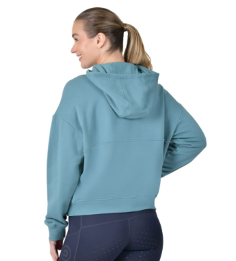 Dublin Ladies 1/4 Zip Hooded Fleece Pullover - Washed Teal -1