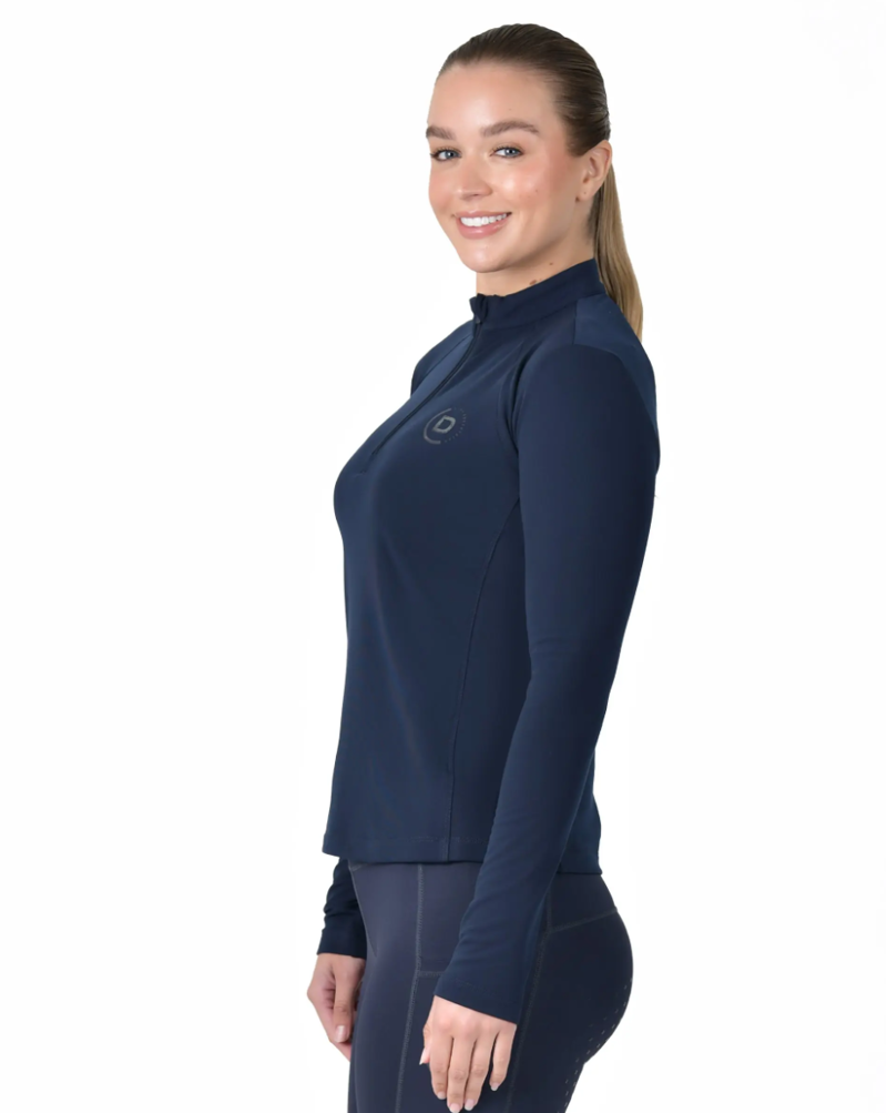 Dublin Brushed Ladies Fitted Base Layer Riding Top - Navy -2