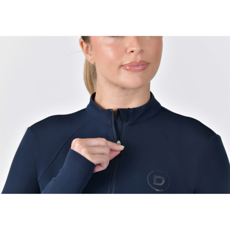 Dublin Ladies Brushed Long Sleeve Riding Top - Navy-2