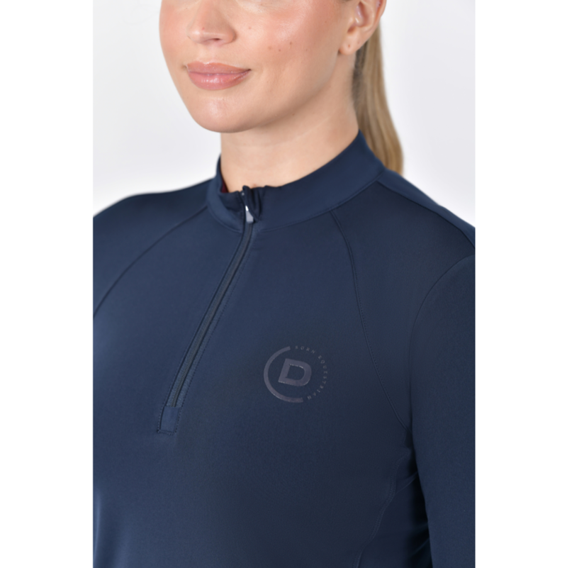 Dublin Ladies Brushed Long Sleeve Riding Top - Navy-1