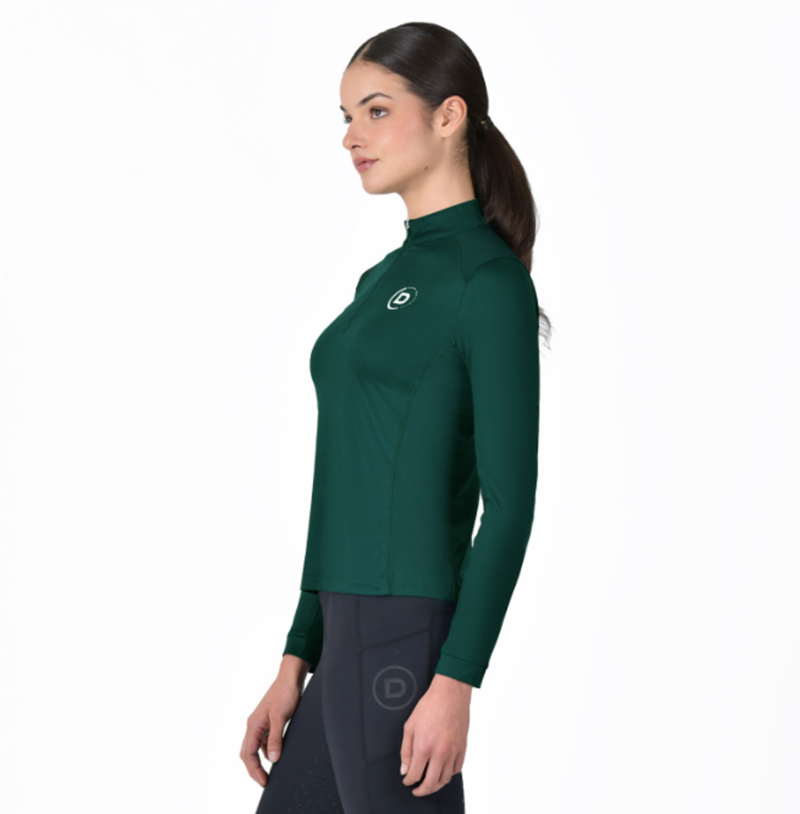 Dublin Ladies Breathable Long Sleeve Riding Top - Dark Emerald Green-1