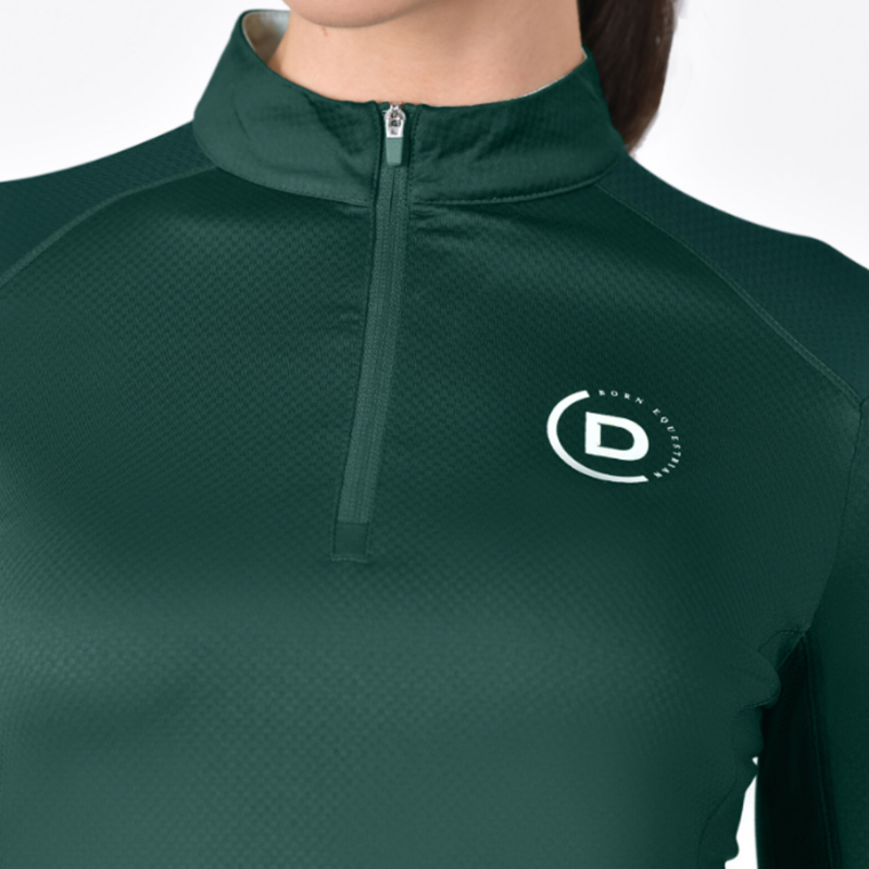 Dublin Ladies Breathable Long Sleeve Riding Top - Dark Emerald Green-3