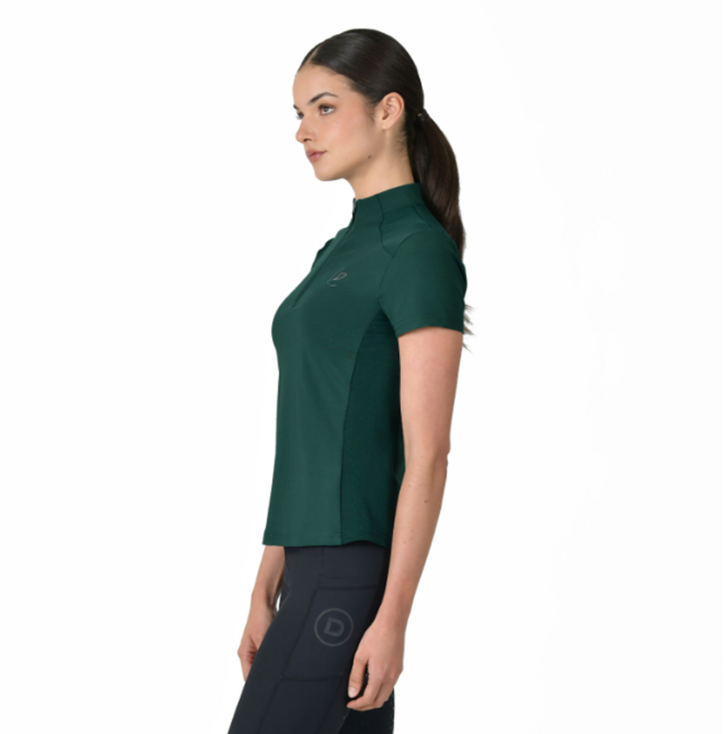 Dublin 1/4 Zip Ladies Breathable Short Sleeve Top - Dark Emerald Green-1