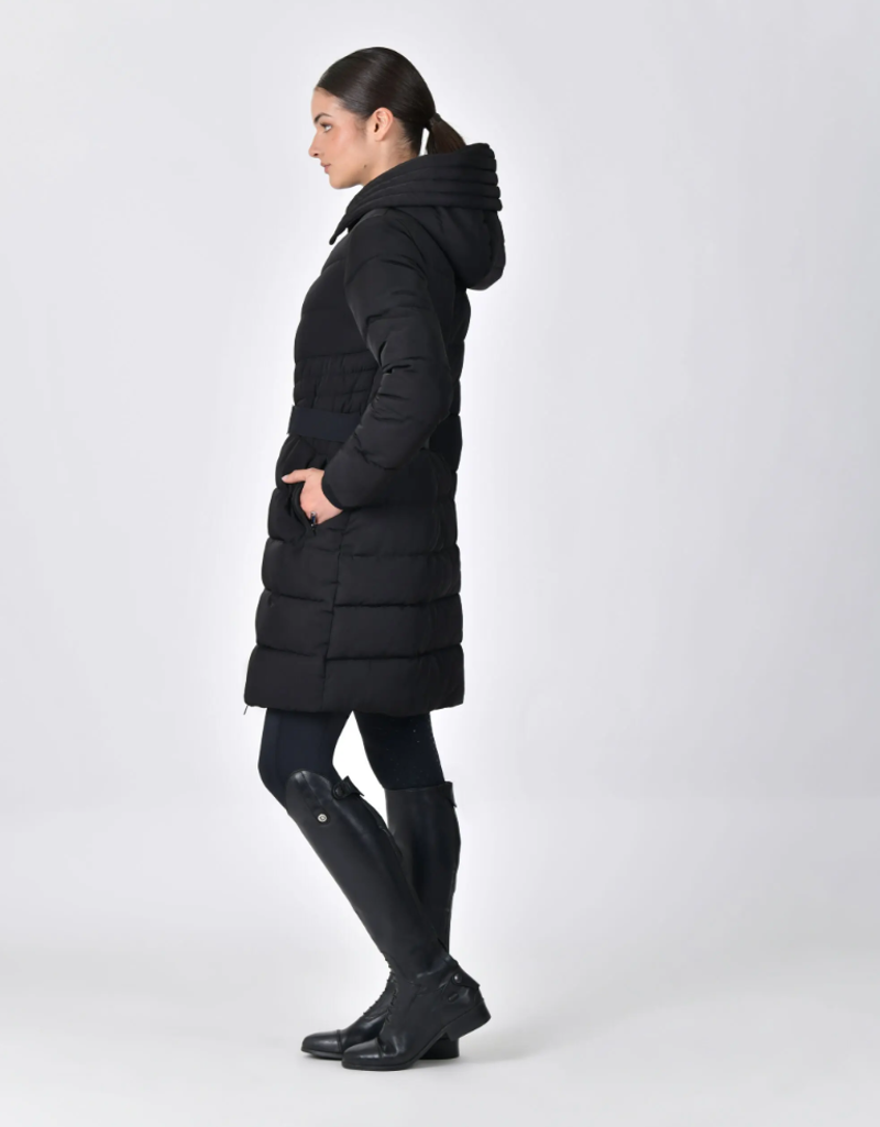Dublin Ladies Belted Longline Puffer - Black-3